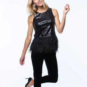 NWT Tyler Boe Sequin Feather Top